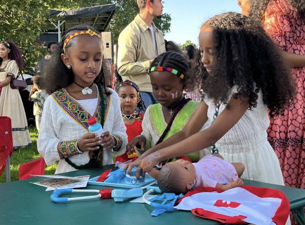 Children participating in a cultural activity